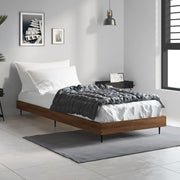 Bedframe 75x190 cm bewerkt hout bruin eikenkleur