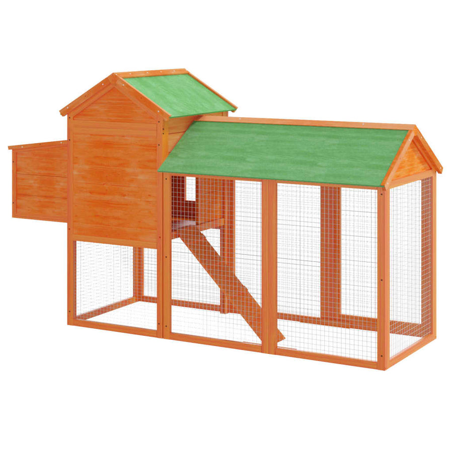 Kippenhok 193x65x117 cm massief grenenhout bruin Bruin