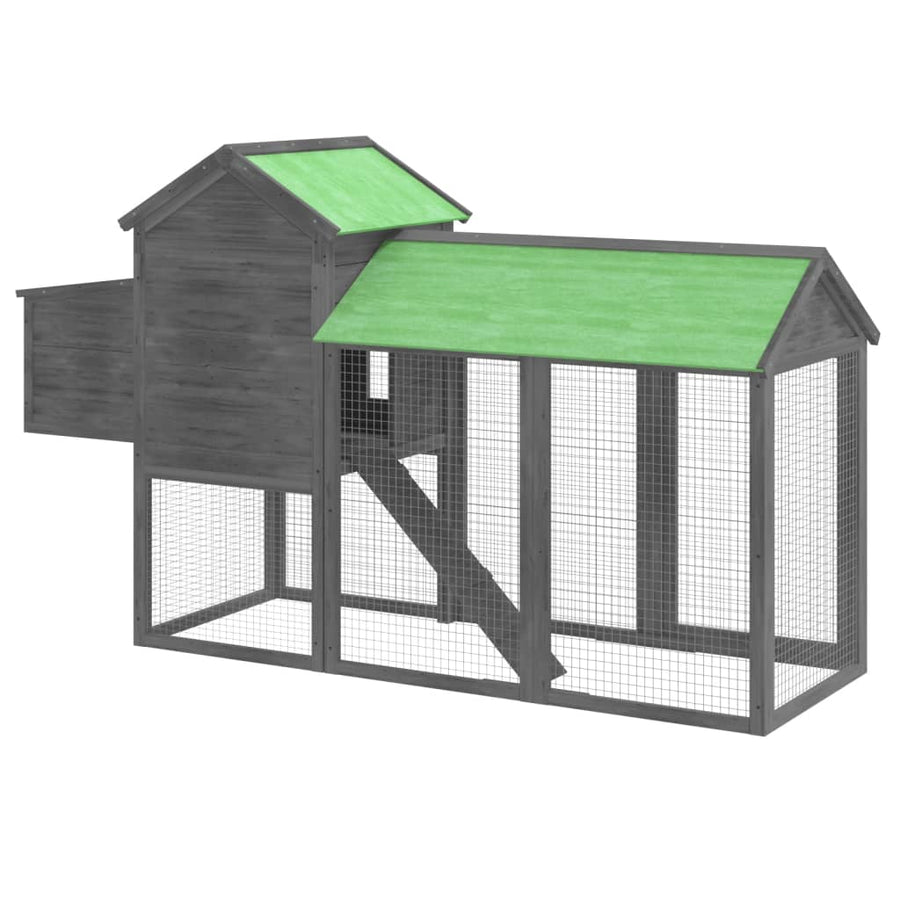 Kippenhok 193X65X117 Cm Massief Grenenhout Grijs