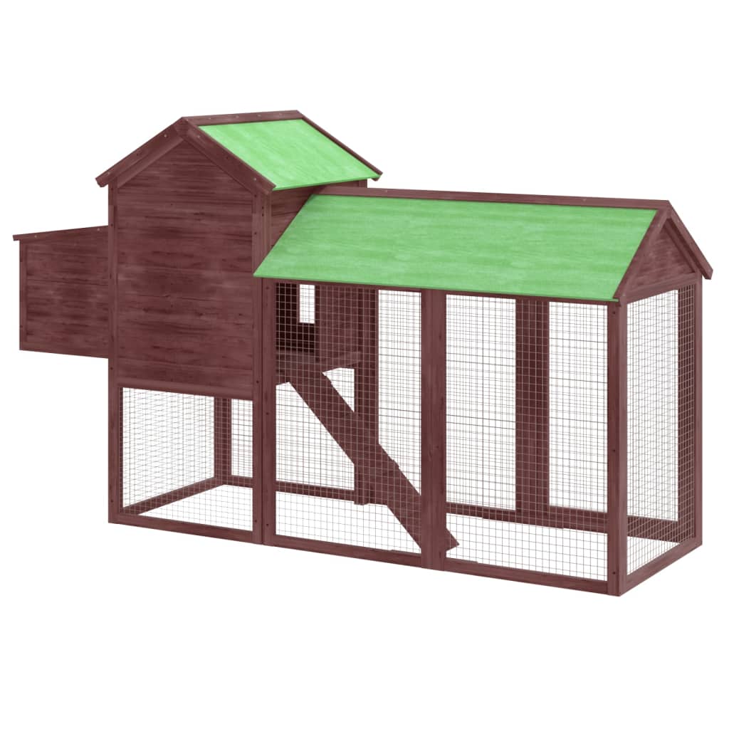 Kippenhok 193X65X117 Cm Massief Grenenhout Kleurig Mokka