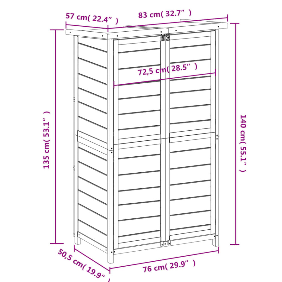 Tuinschuur 83X57X140 Cm Massief Grenenhout Bruin