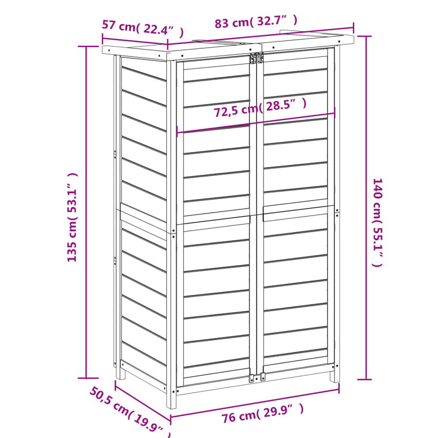 Tuinschuur 83X57X140 Cm Massief Grenenhout Kleurig Mokka