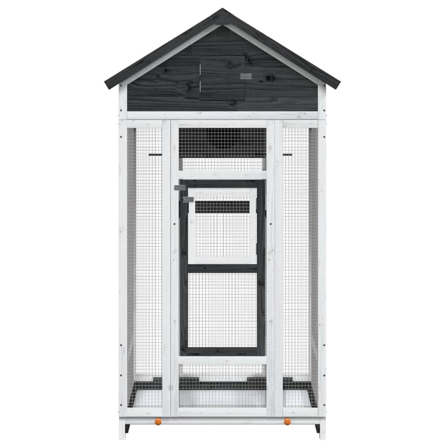 Volière 91,5X53X170 Cm Massief Grenenhout Grijs