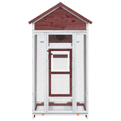 Volière 91,5X53X170 Cm Massief Grenenhout Kleurig Mokka
