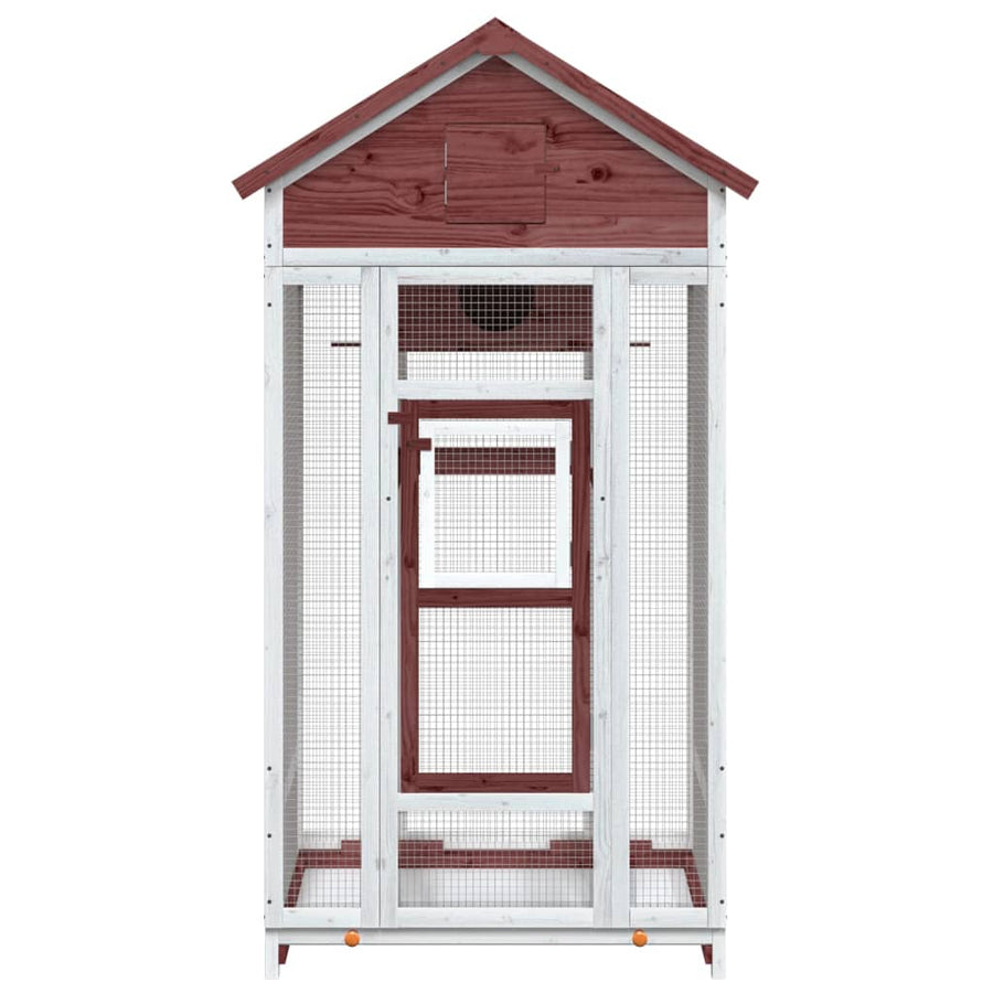 Volière 91,5X53X170 Cm Massief Grenenhout Kleurig Mokka