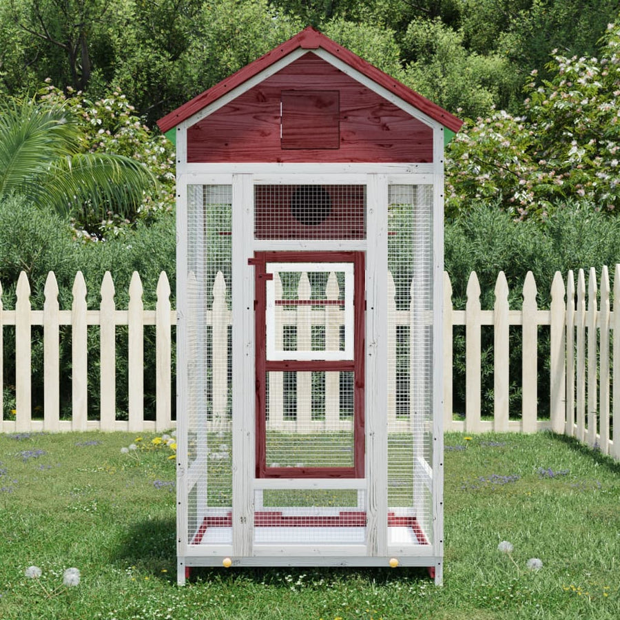 Volière 91,5X53X170 Cm Massief Grenenhout Kleurig Mokka