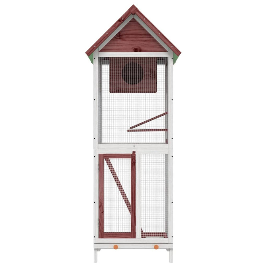 Volière 60X58,5X160 Cm Massief Grenenhout Kleurig Mokka