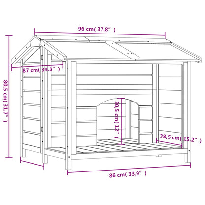 Hondenhok 96X87X80,5 Cm Massief Grenenhout Kleurig Mokka