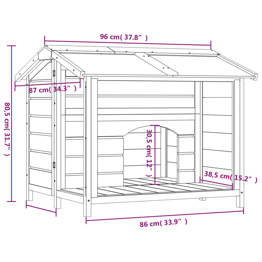Hondenhok 96X87X80,5 Cm Massief Grenenhout Kleurig Mokka