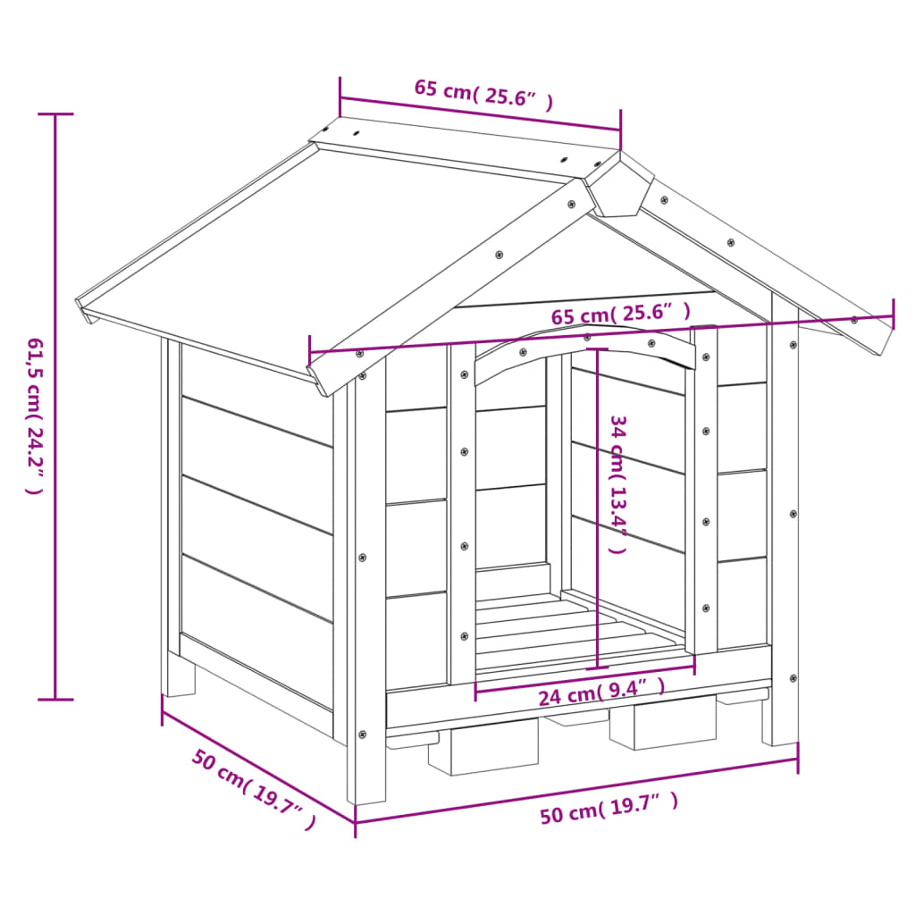 Hondenhok 65X65X61,5 Cm Massief Grenenhout Kleurig Mokka