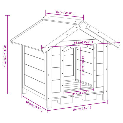 Hondenhok 65X65X61,5 Cm Massief Grenenhout Kleurig Mokka