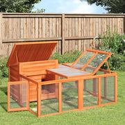 Konijnenhok 144x123x67,5 cm massief grenenhout