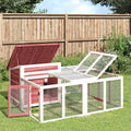 Konijnenhok 144x123x67,5 cm massief grenenhout mokkakleurig