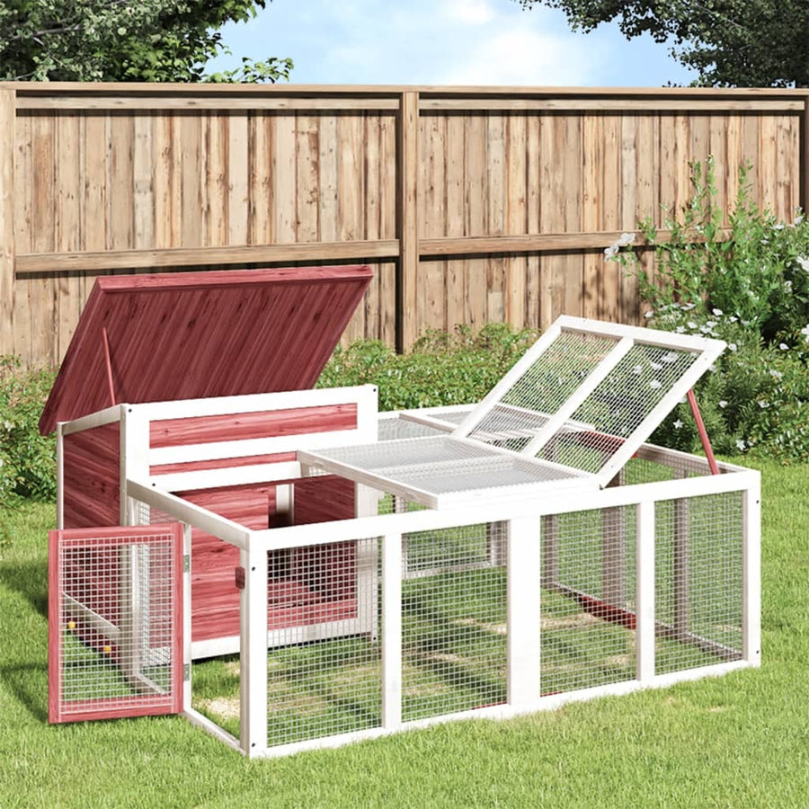 Konijnenhok 144X123X67,5 Cm Massief Grenenhout Kleurig