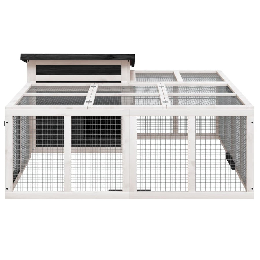 Konijnenhok 144X123X67,5 Cm Massief Grenenhout Grijs