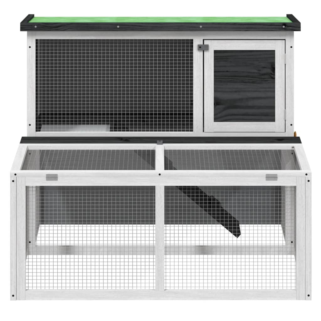 Konijnenhok 102X90X84,5 Cm Massief Grenenhout Grijs