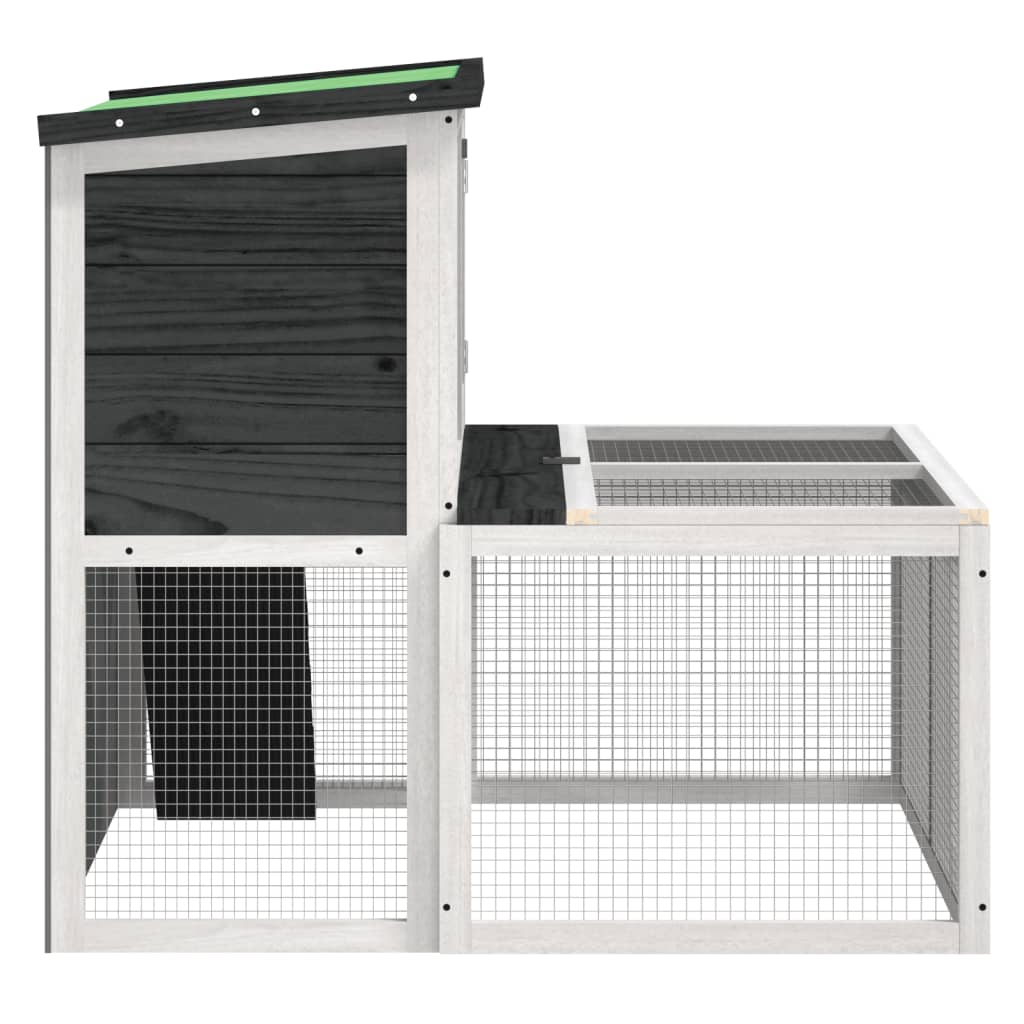 Konijnenhok 102X90X84,5 Cm Massief Grenenhout Grijs