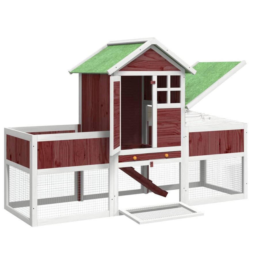 Konijnenhok 170X63X113 Cm Massief Grenenhout Kleurig Mokka