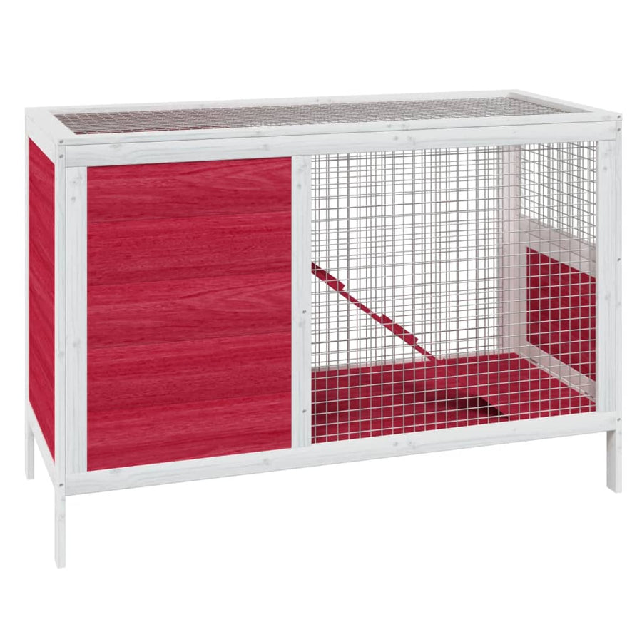 Konijnenhok 103x44x69,5 cm massief grenenhout rood Rood