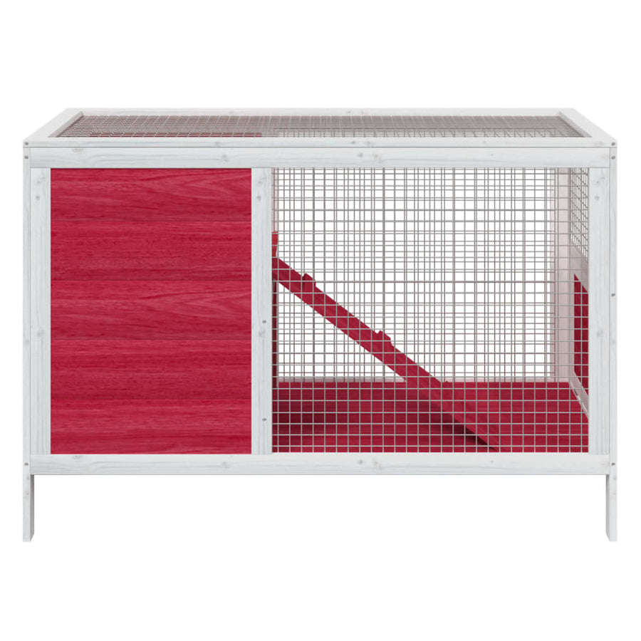 Konijnenhok 103x44x69,5 cm massief grenenhout rood Rood