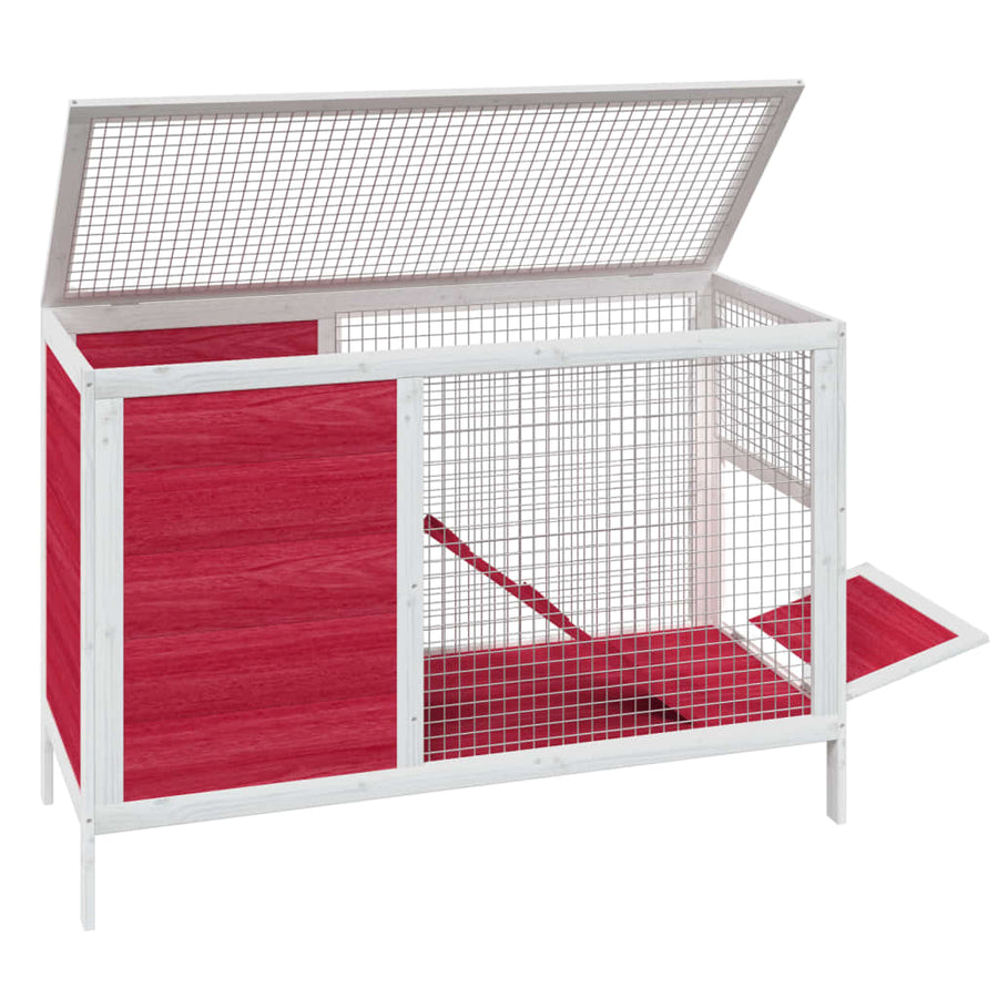 Konijnenhok 103x44x69,5 cm massief grenenhout rood Rood