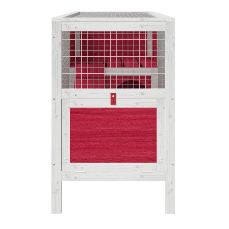 Konijnenhok 103x44x69,5 cm massief grenenhout rood Rood