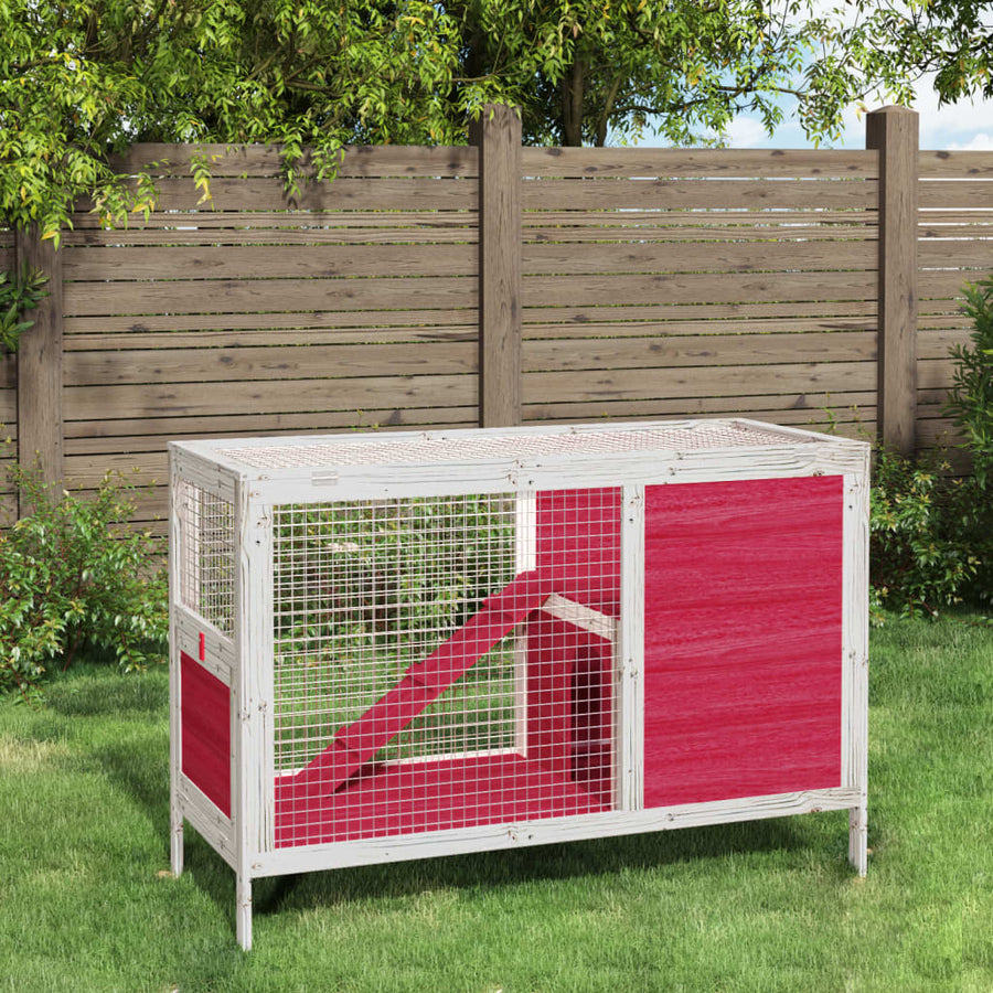 Konijnenhok 103x44x69,5 cm massief grenenhout rood Rood
