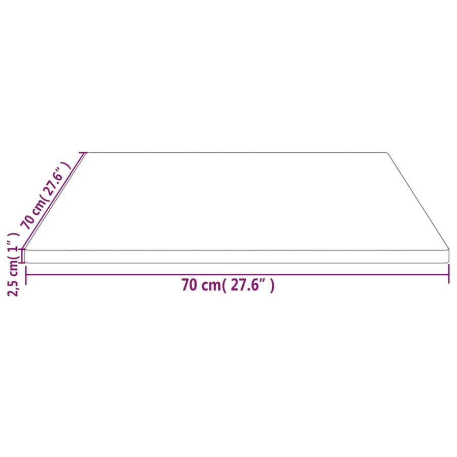 Tafelblad Vierkant 70X70X2,5 Cm Massief Grenenhout 70 x 70 x 2.5 cm Wit