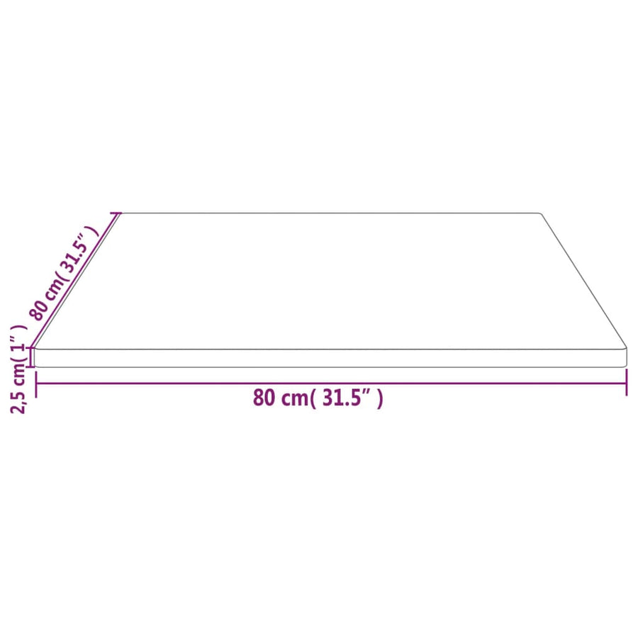 Tafelblad Vierkant 80X80X2,5 Cm Massief Grenenhout Wit