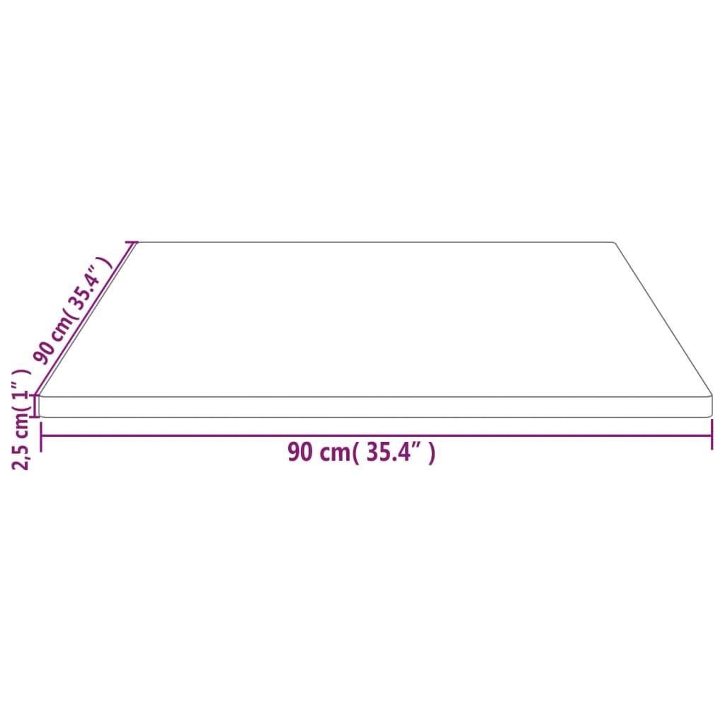 Tafelblad Vierkant 90X90X2,5 Cm Massief Grenenhout