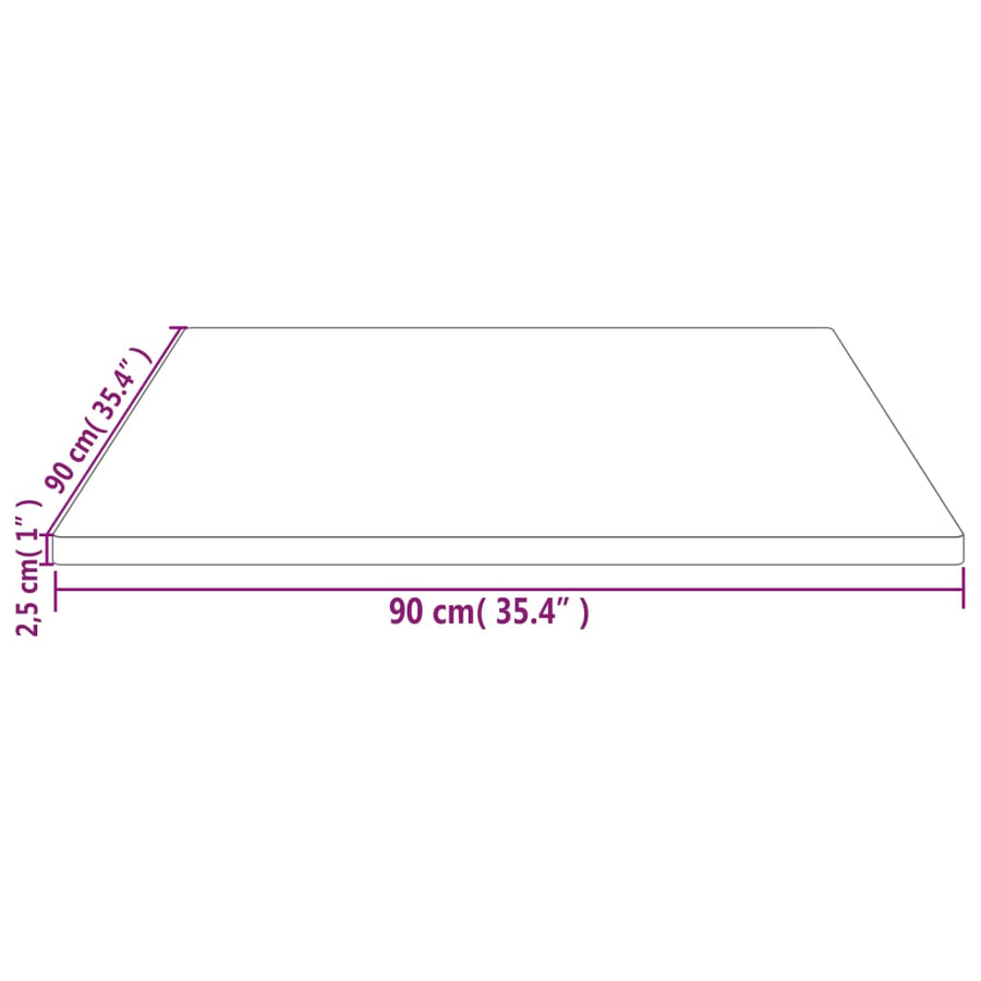 Tafelblad Vierkant 90X90X2,5 Cm Massief Grenenhout Wit