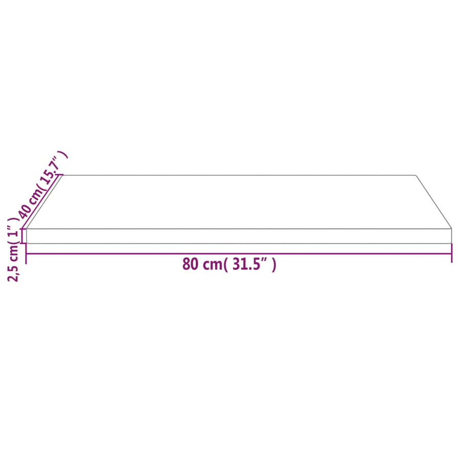 Tafelblad Rechthoekig 80X40X2,5 Cm Massief Grenenhout Wit 1 80 x 40 x 2.5 cm