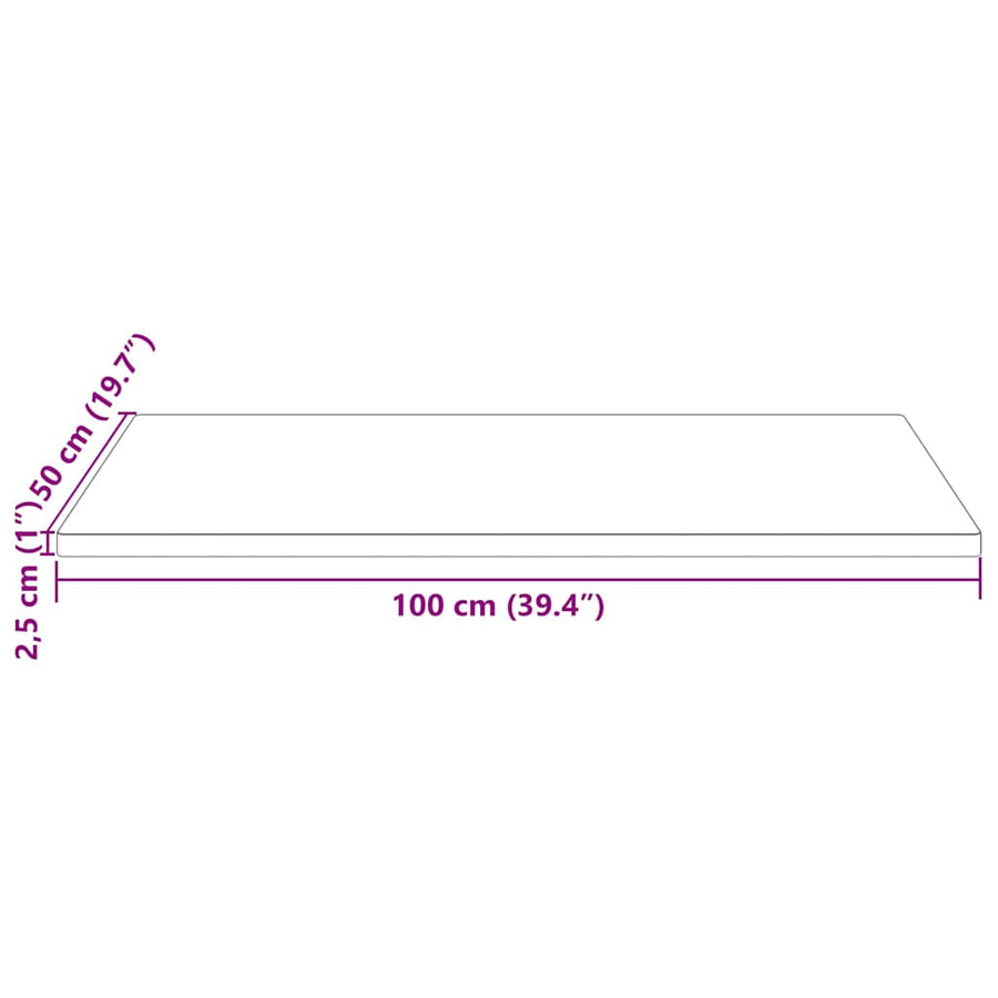 Tafelblad rechthoekig 100x50x2,5 cm massief grenenhout