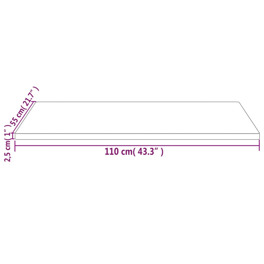 Tafelblad Rechthoekig 0X55X2,5 Cm Massief Grenenhout 110 x 55 x 2.5 cm Wit