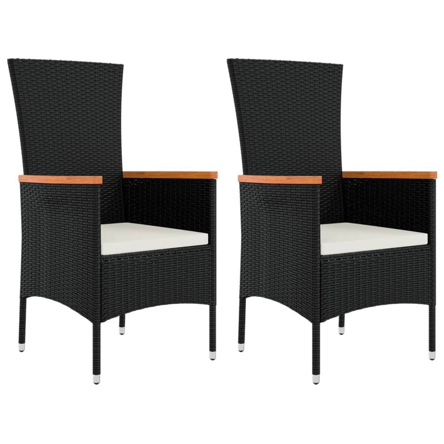 -Delige Tuinset Met Kussens Poly Rattan Zwart 3 90 cm tafellengte