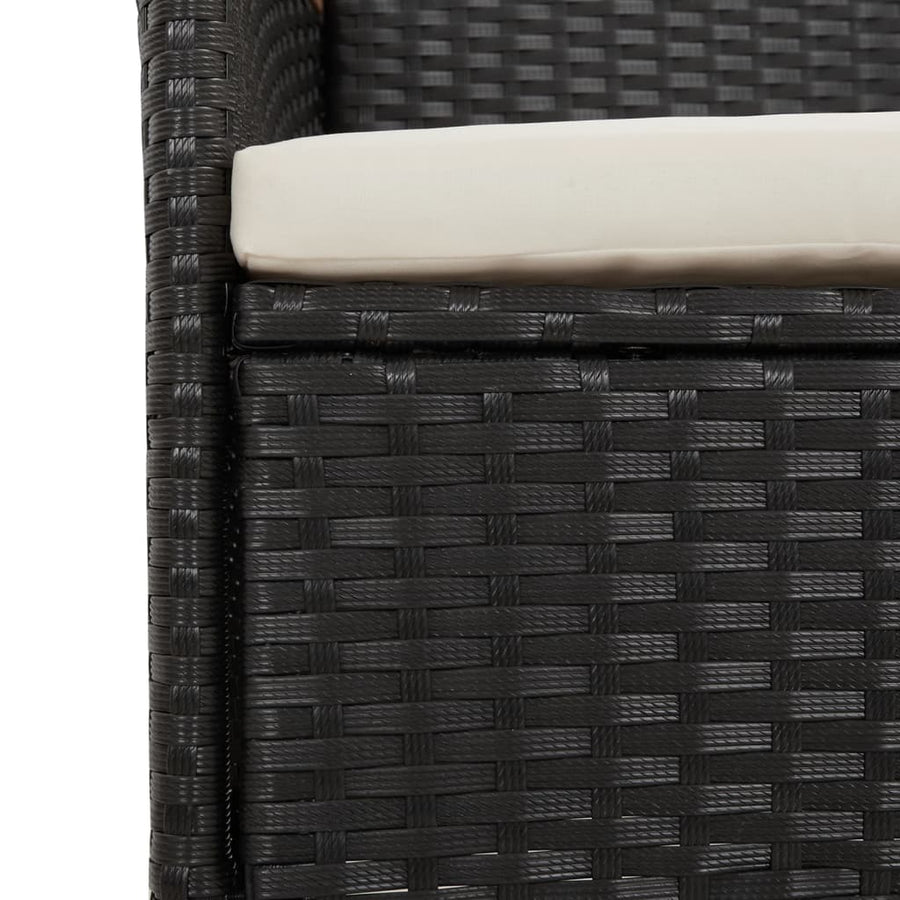 -Delige Tuinset Met Kussens Poly Rattan Zwart 3 90 cm tafellengte