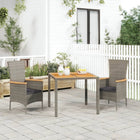 Tuinset 3-delig poly rattan grijs met kussens