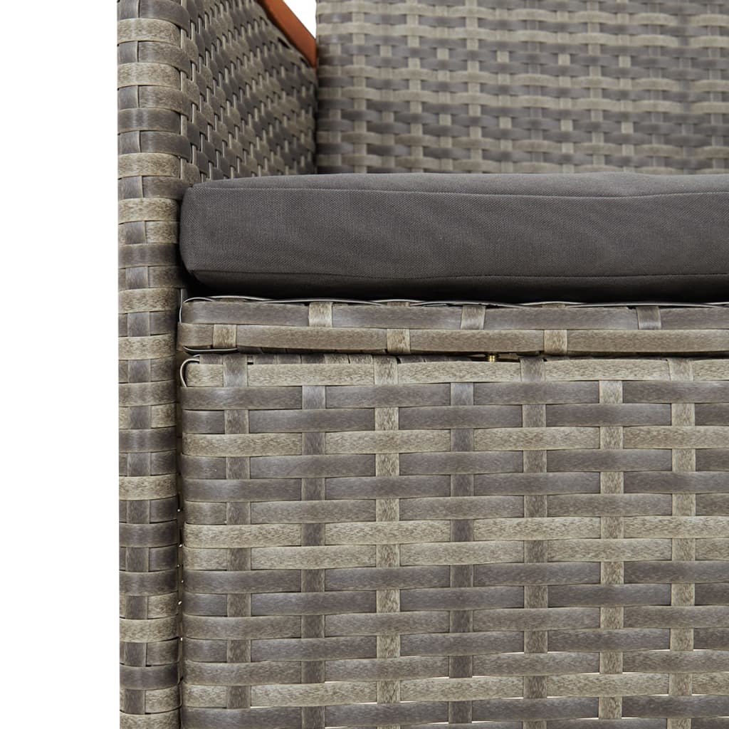 5-Delige Tuinset Met Kussens Poly Rattan Grijs 90 cm tafellengte 4x stoel + Tafel