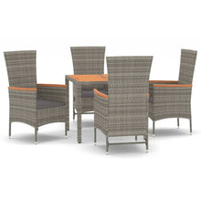 5-Delige Tuinset Met Kussens Poly Rattan Grijs 90 cm tafellengte 2x stoel + 2x Fauteuil + Tafel