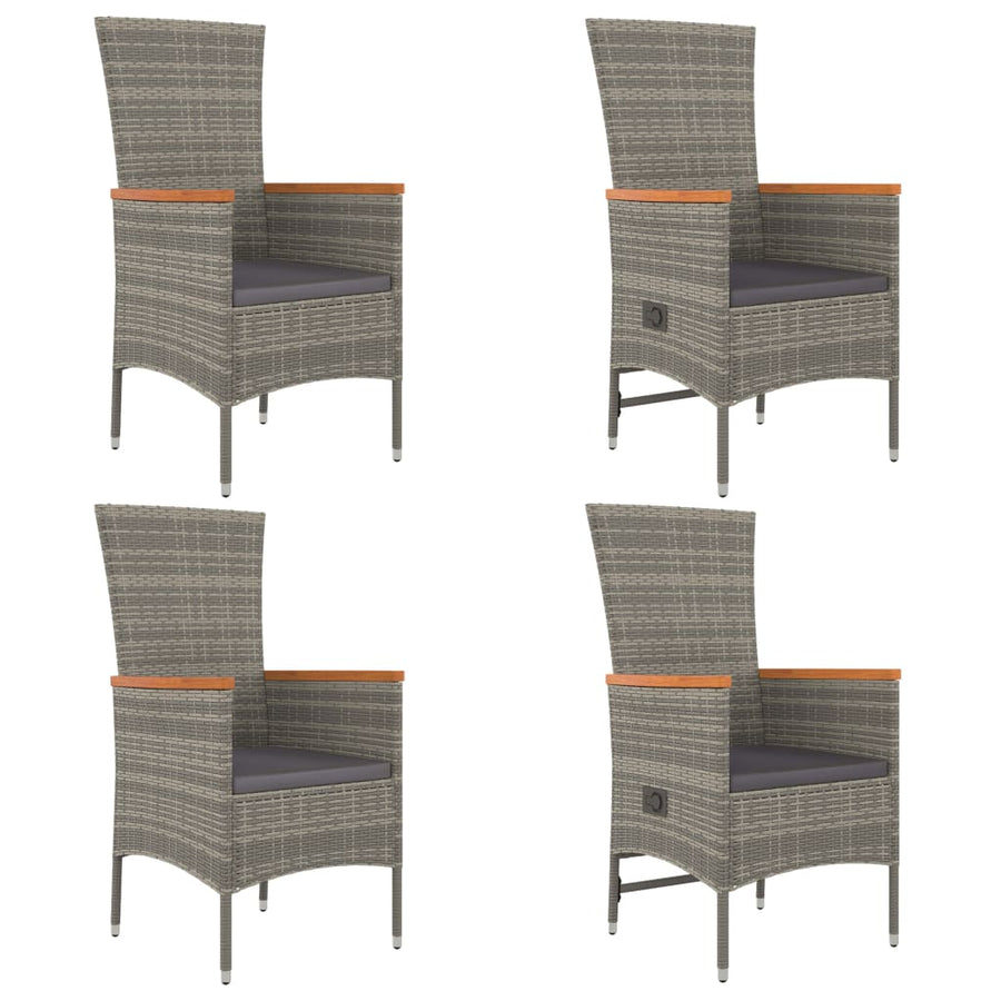 5-Delige Tuinset Met Kussens Poly Rattan Grijs 90 cm tafellengte 2x stoel + 2x Fauteuil + Tafel