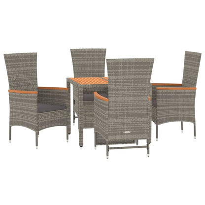 5-Delige Tuinset Met Kussens Poly Rattan Grijs 90 cm tafellengte 2x chair + 2x reclining chair + table
