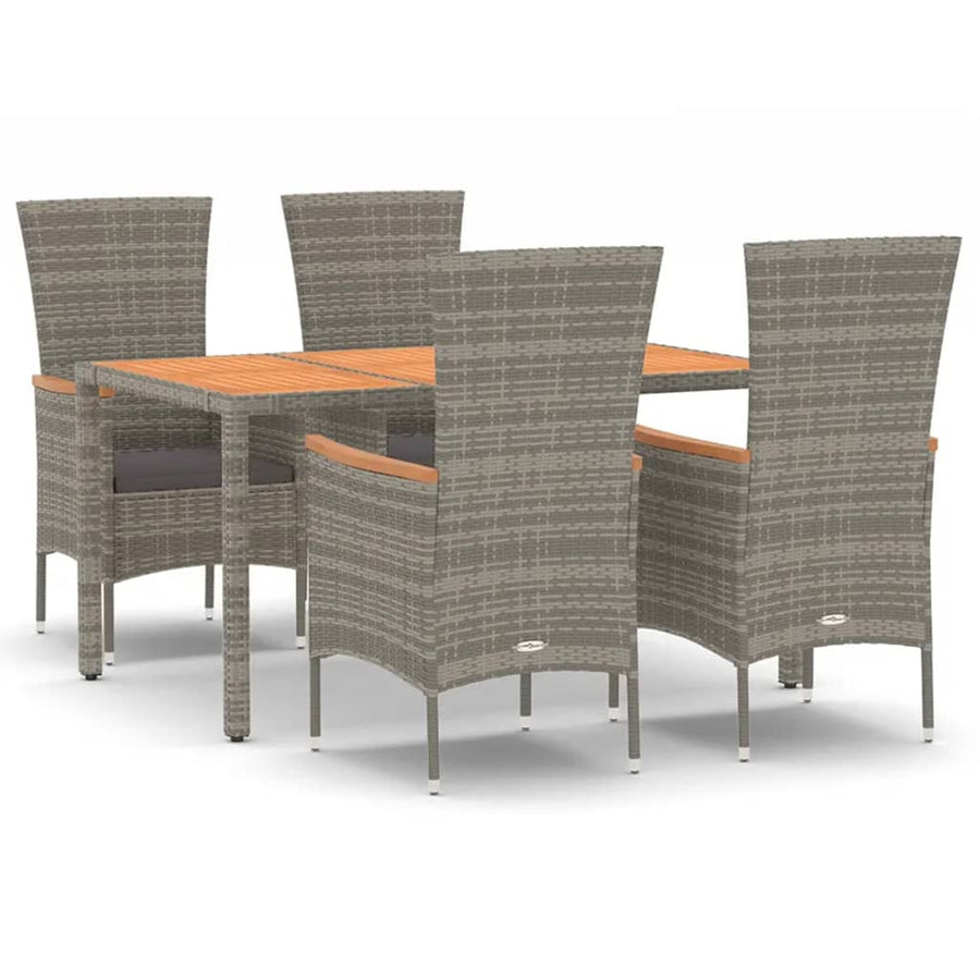 5-Delige Tuinset Met Kussens Poly Rattan Grijs 1
