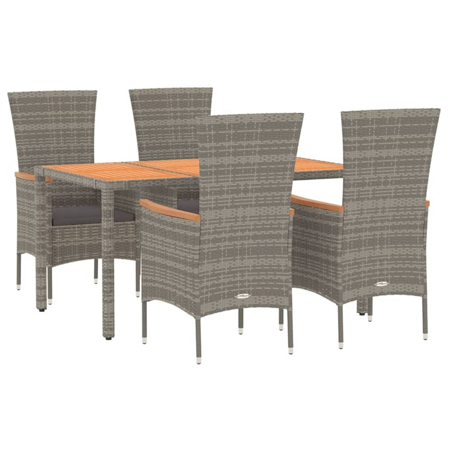 5-Delige Tuinset Met Kussens Poly Rattan Grijs 1