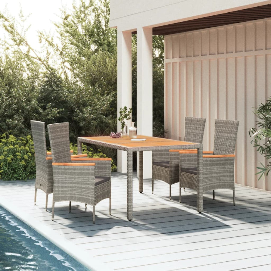 5-Delige Tuinset Met Kussens Poly Rattan Grijs 1