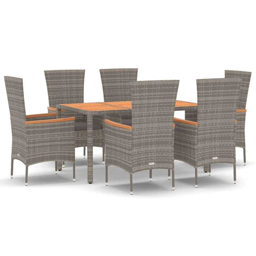 7-Delige Tuinset Met Kussens Poly Rattan Grijs 1