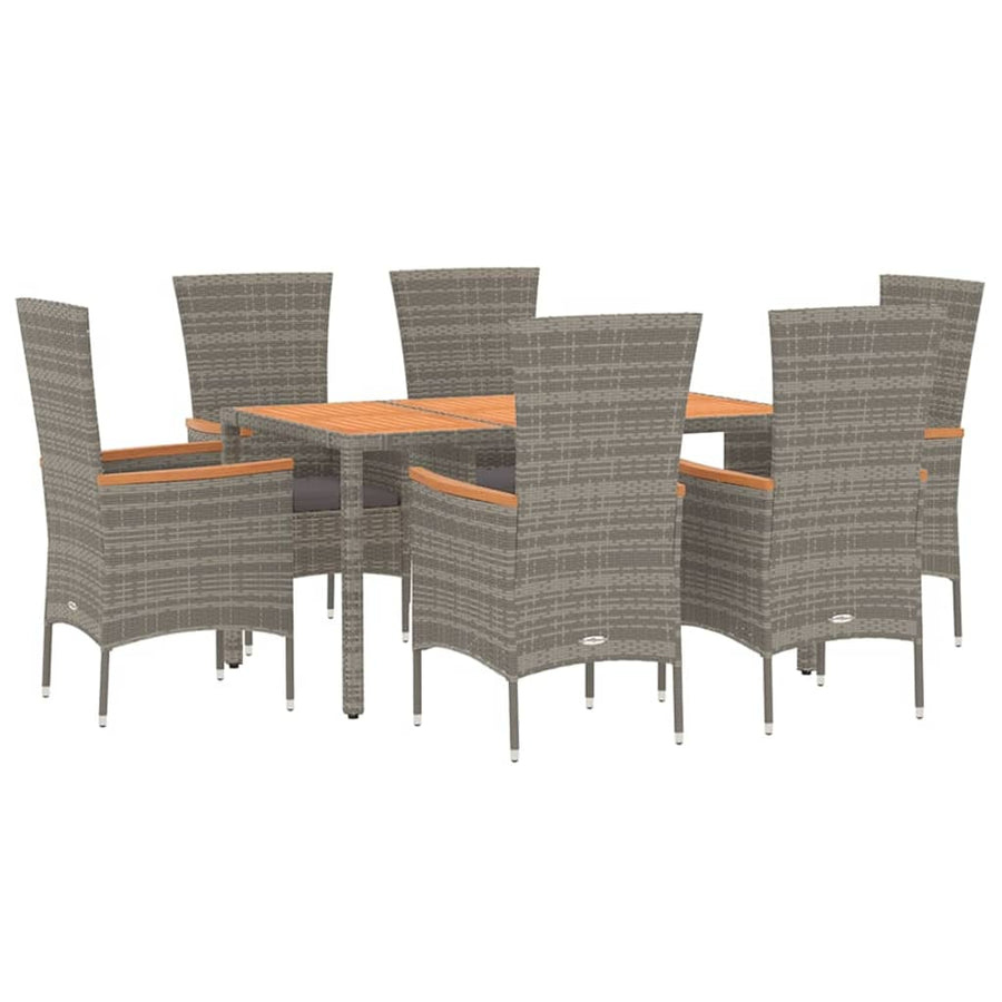 7-Delige Tuinset Met Kussens Poly Rattan Grijs 1