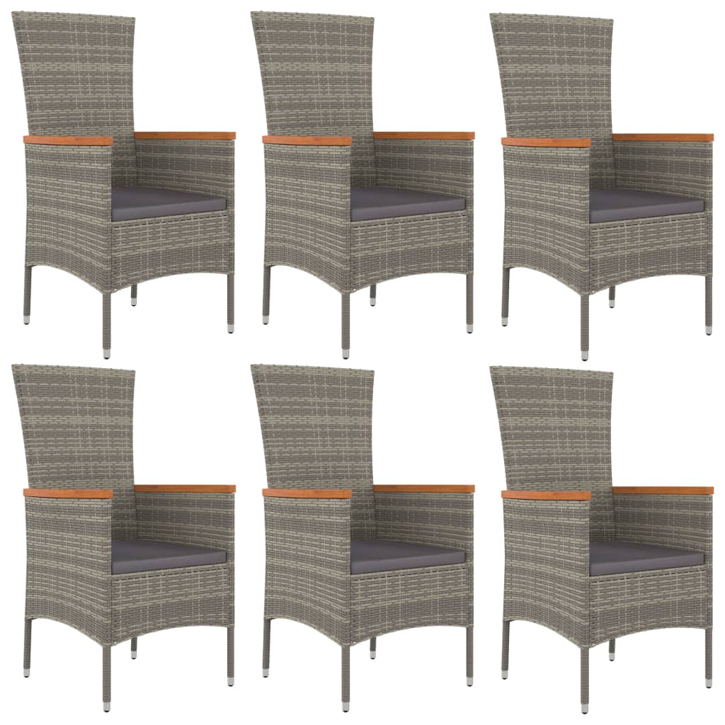 7-Delige Tuinset Met Kussens Poly Rattan Grijs 1