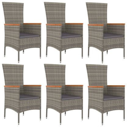 7-Delige Tuinset Met Kussens Poly Rattan Grijs 1
