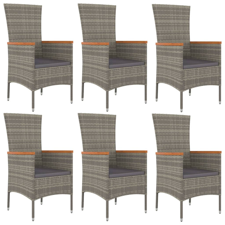 7-Delige Tuinset Met Kussens Poly Rattan Grijs 1