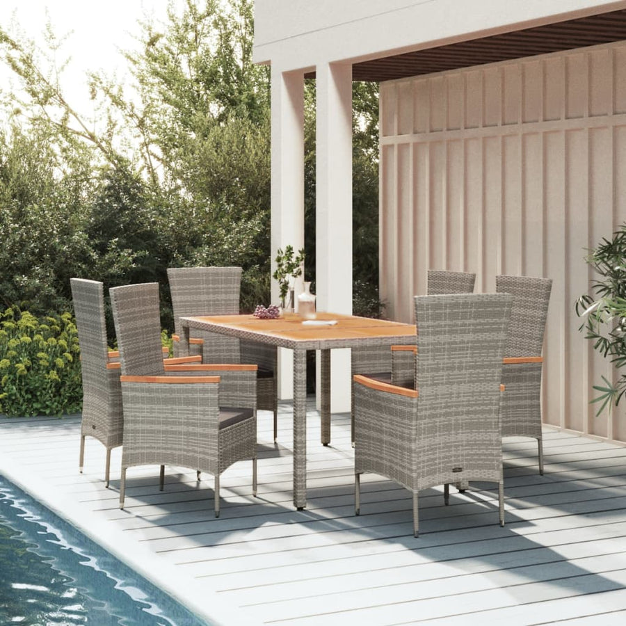 7-Delige Tuinset Met Kussens Poly Rattan Grijs 1